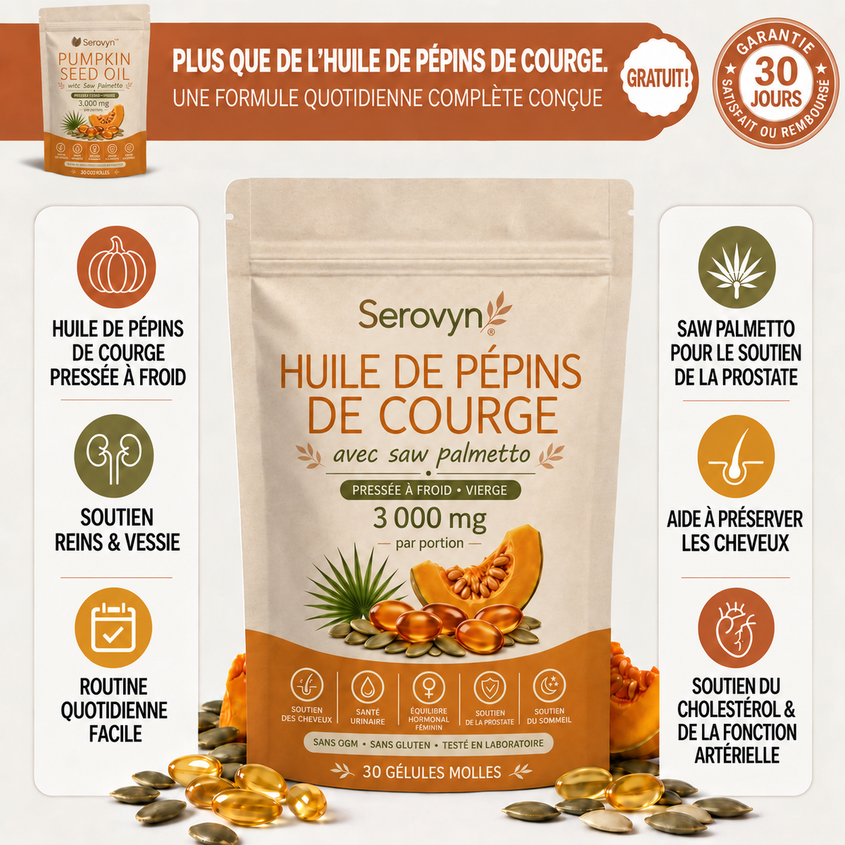 Serovyn™ Huile de Pépins de Courge — Gélules