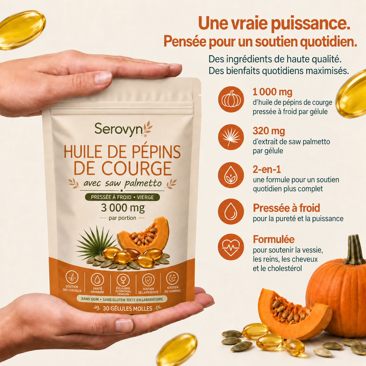 Serovyn™ Huile de Pépins de Courge — Gélules