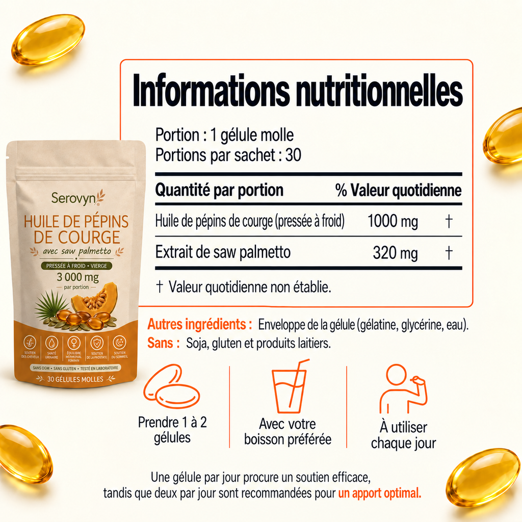 Serovyn™ Huile de Pépins de Courge — Gélules