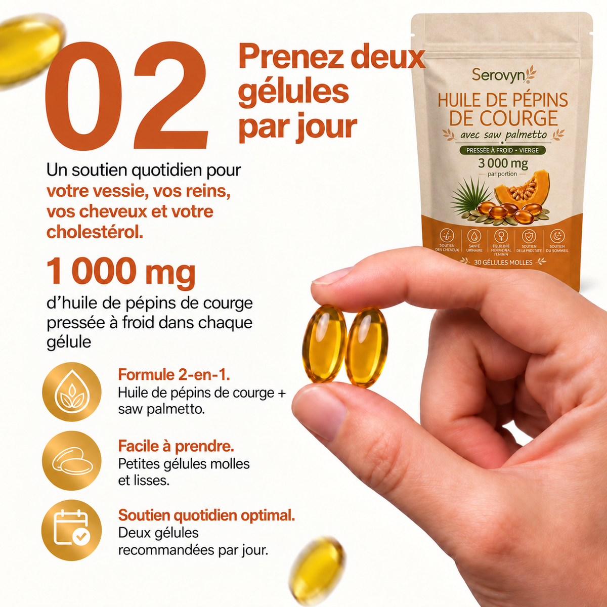 Serovyn™ Huile de Pépins de Courge — Gélules